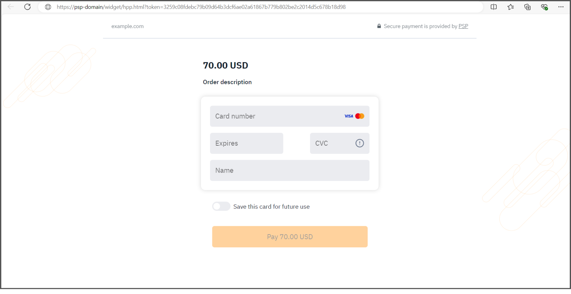Payment page on VIP Pay domain